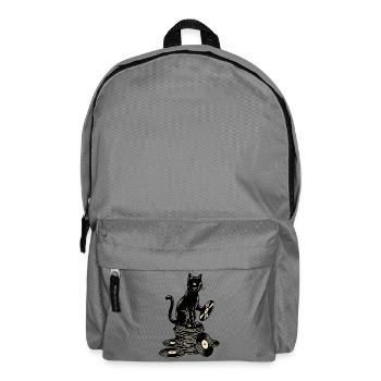 Lustige Katze auf Schallplatten Vinyl LP Musik - Rucksack - Mittelgrau - Vorne