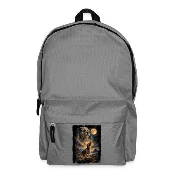 Border Terrier heult den Mond an – Hundemama Papa - Rucksack - Mittelgrau - Vorne