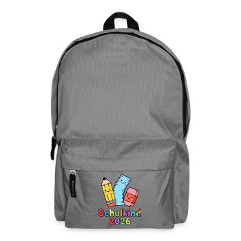 Schulkind 2026 – Bunte Schulzeit - Rucksack - Mittelgrau - Vorne
