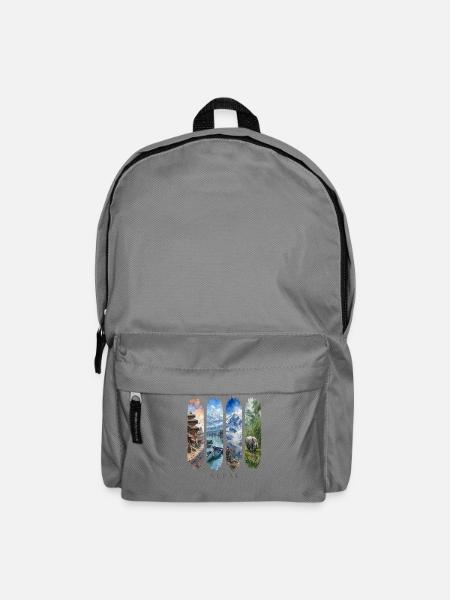 Nepal Travel – Himalaya & Tempel Motiv - Rucksack - Mittelgrau