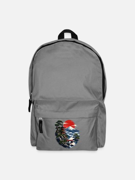 Japanische Abendröte am Fuji - Rucksack - Mittelgrau