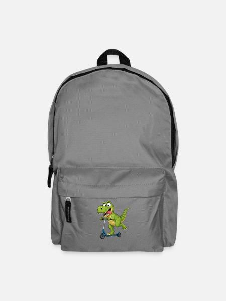 T Rex Roller Scooter Lustiger Dinosaurier - Rucksack - Mittelgrau