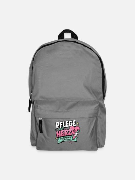 Pflegekraft Geschenk - Pflege mit Herz - Rucksack - Mittelgrau