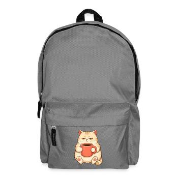 Orangefarbene getigerte Katze braucht Kaffee, um zu funktionieren - Rucksack - Mittelgrau - Vorne