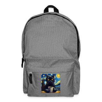 Schwarze Katze Starry Night - Rucksack - Mittelgrau - Vorne