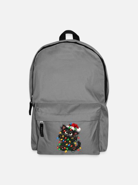 Weihnachten Katze Geschenkidee Lichterkette - Rucksack - Mittelgrau