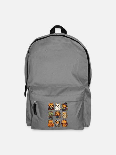 Halloween Katzen Vampir Geist Hexe Kawaii Kostüm - Rucksack - Mittelgrau