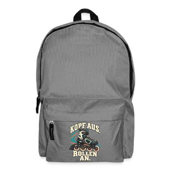 Inline Skating – Kopf aus. Rollen an. - Rucksack - Mittelgrau - Vorne