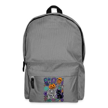 Y2K Gruseliges Halloween-Kürbisskelett - Rucksack - Mittelgrau - Vorne