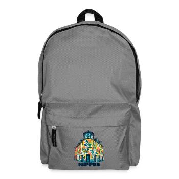 Nippes Eckhaus mit Schrift - Rucksack - Mittelgrau - Vorne