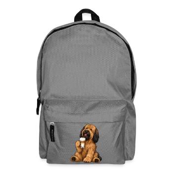 Briard mit Latte Macchiato - Rucksack - Mittelgrau - Vorne