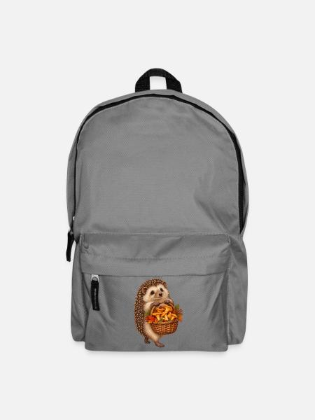 Igel beim Pilzsammeln - Rucksack - Mittelgrau