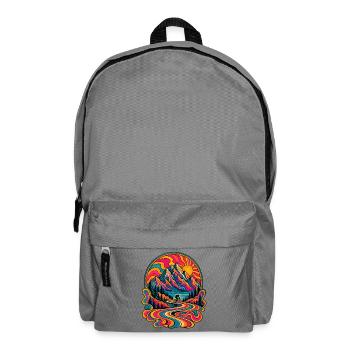 Psychedelische Berglandschaft Radfahrt 70er retro - Rucksack - Mittelgrau - Vorne