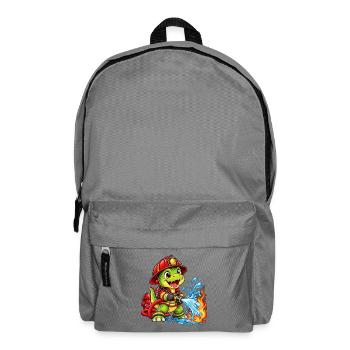 Feuerwehr Dinosaurier löscht Feuer für Kinder - Rucksack - Mittelgrau - Vorne