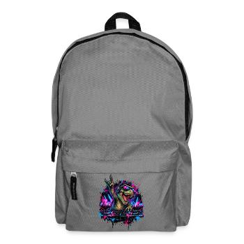 Techno Dinosaurier DJ mit Kopfhörern - Rucksack - Mittelgrau - Vorne
