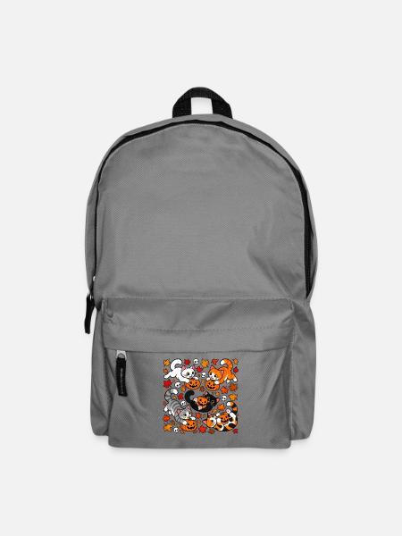 Katzenbande – Halloween-Katzenwahnsinn - Rucksack - Mittelgrau