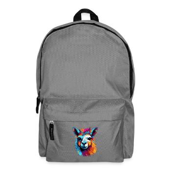 Bunter Llama Popart Muster - Rucksack - Mittelgrau - Vorne