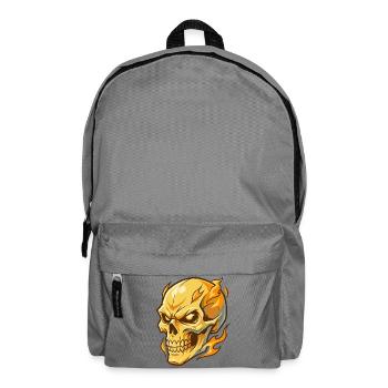 Feuriger goldener Schädel mit intensiven Augen - Rucksack - Mittelgrau - Vorne