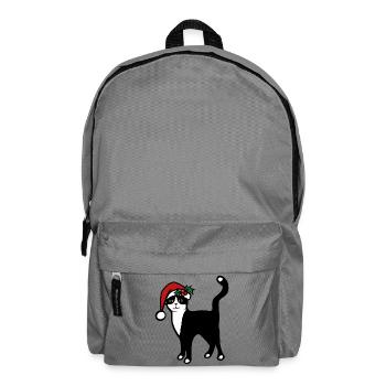 Weihnachtsmann-Katze mit Stechpalme - Rucksack - Mittelgrau - Vorne
