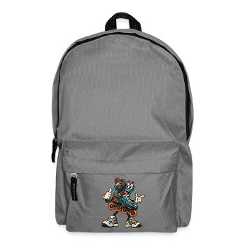 Lustiger Inlineskate Cartoon – Skating - Rucksack - Mittelgrau - Vorne