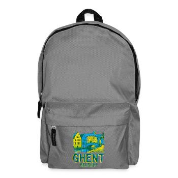 Vintage Illustrated Travel Poster Of Ghent Belgium - Rucksack - Mittelgrau - Vorne