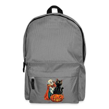 Halloween Katze auf Kürbis mit schüchternem - Rucksack - Mittelgrau - Vorne