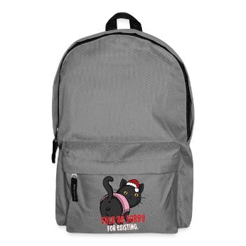 Weihnachtskatze wütende Weihnachten Entschuldigung Lustige Einstellung - Rucksack - Mittelgrau - Vorne