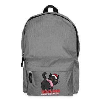 Weihnachtskatze Weihnachtsmütze Weihnachtsmütze Sei entschuldigt Lametta-Humor - Rucksack - Mittelgrau - Vorne
