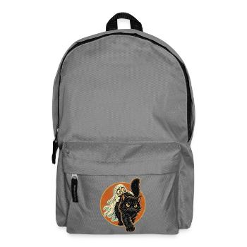 Halloween Geist mit mutiger schwarzer Fellnase - Rucksack - Mittelgrau - Vorne
