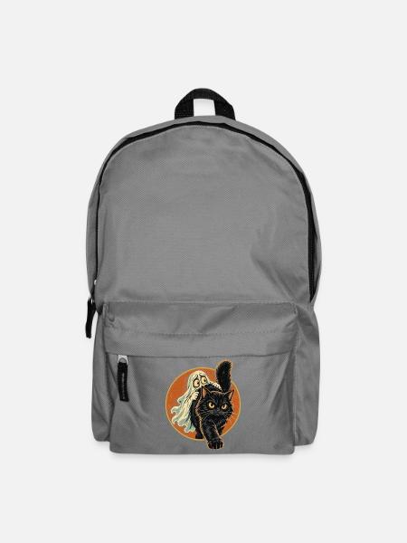 Halloween Geist mit mutiger schwarzer Fellnase - Rucksack - Mittelgrau
