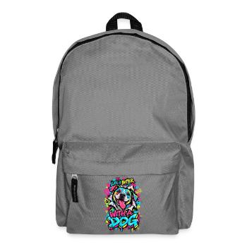 Leben Besser Mit Hund Graffiti - Rucksack - Mittelgrau - Vorne