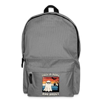 Geist mit cooler Sonnenbrille Halloween Boo Sheet - Rucksack - Mittelgrau - Vorne