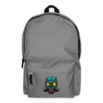 Neon Gasmaske Kopfdesign - Rucksack - Mittelgrau - Vorne