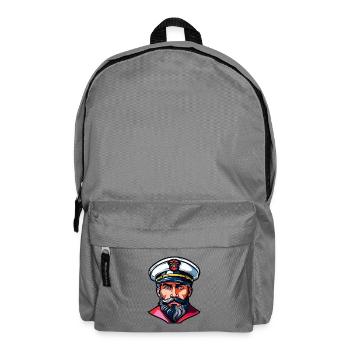 Kapitän mit weißem Uniformhut - Rucksack - Mittelgrau - Vorne