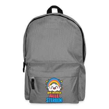 Wir werden alle sterben – Regenbogen Humor HELL - Rucksack - Mittelgrau - Vorne