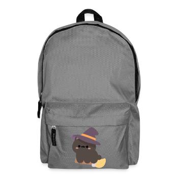 Kawaii-Hexenpudding auf einem Besen - Rucksack - Mittelgrau - Vorne