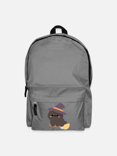Kawaii-Hexenpudding auf einem Besen - Rucksack - Mittelgrau