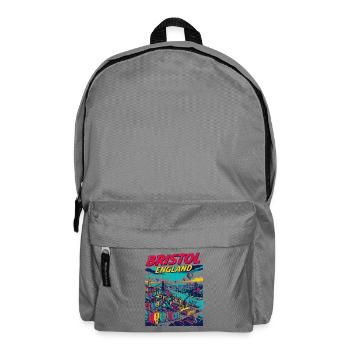 Retro Bristol England City Skyline Travel - Rucksack - Mittelgrau - Vorne