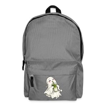 Süßer Geist mit Matcha Latte – Kawaii Halloween - Rucksack - Mittelgrau - Vorne