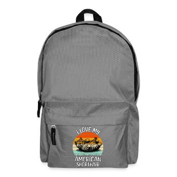 Lustige Amerikanische Kurzhaarkatze - Rucksack - Mittelgrau - Vorne