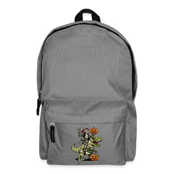 Skelett reitet Dino Halloween Kostüm Dinosaurier - Rucksack - Mittelgrau - Vorne