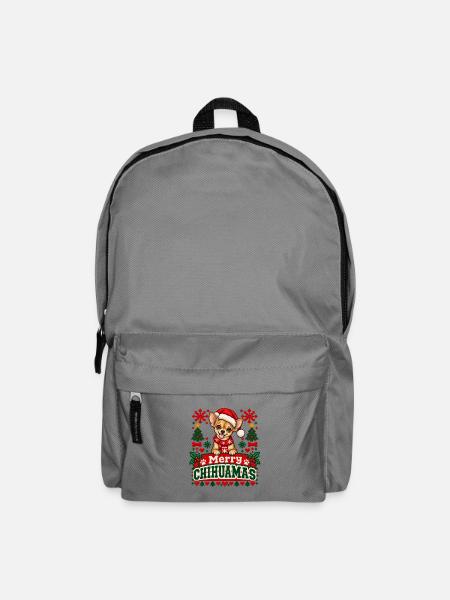 Chihuahua - Weihnachtsmotiv in Strickoptik - Rucksack - Mittelgrau