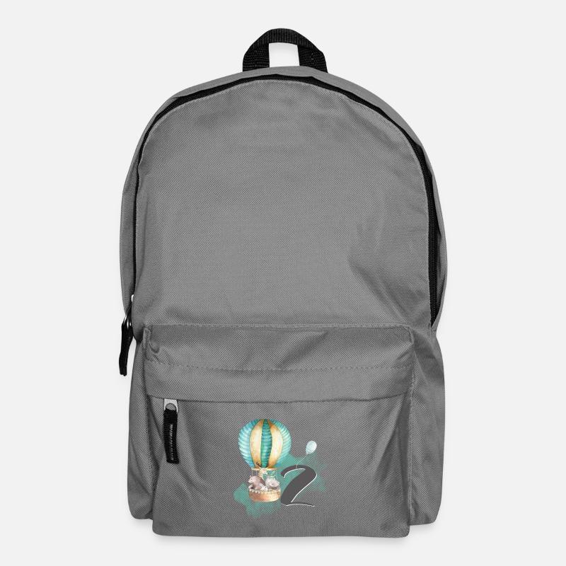 2. Geburtstag, zwei, zweiter, Heißluftballon - Rucksack - Mittelgrau