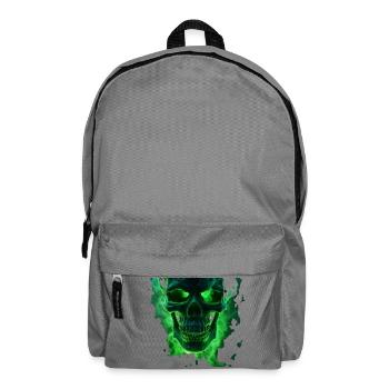 Leuchtender grüner Totenkopfdesign - Rucksack - Mittelgrau - Vorne