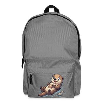 Otter mit Muschel am Strand - Rucksack - Mittelgrau - Vorne
