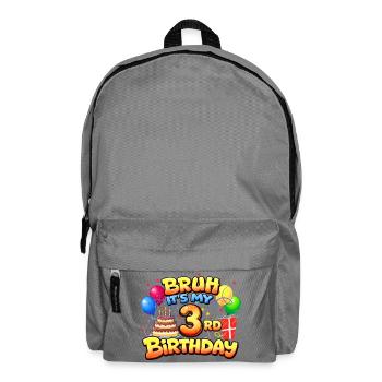 3rd birthday shirt 3rd birthday gift boy girl 3rd - Backpack - elephant grey - Front