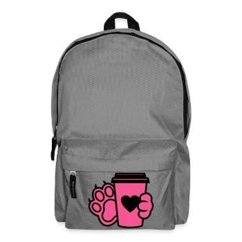 Hundepfote Kaffee Tasse Hunde Mama - Rucksack - Mittelgrau - Vorne