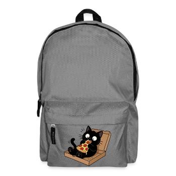 Chat noir savourant une pizza - Sac à dos - gris éléphant - Devant
