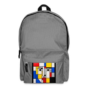 Mondrian-Gesichtsmosaik - Rucksack - Mittelgrau - Vorne