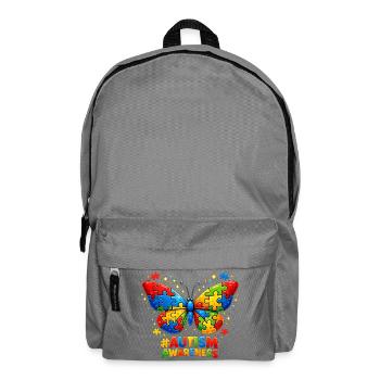 Autismus-Schmetterlings-Farbpuzzle-Geschenk - Rucksack - Mittelgrau - Vorne